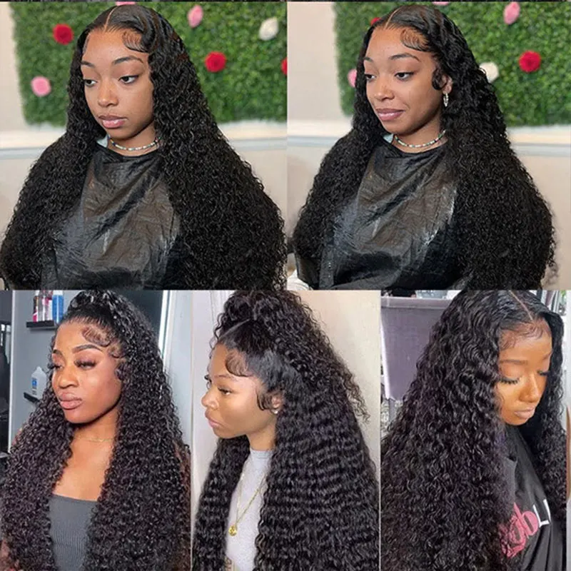 Kinky Curly Lace Front Wig 13X6 Curly Human Hair Wig For Women Brazilian Deep Water Human Hair Wigs 180% Density Curly Lace Wig