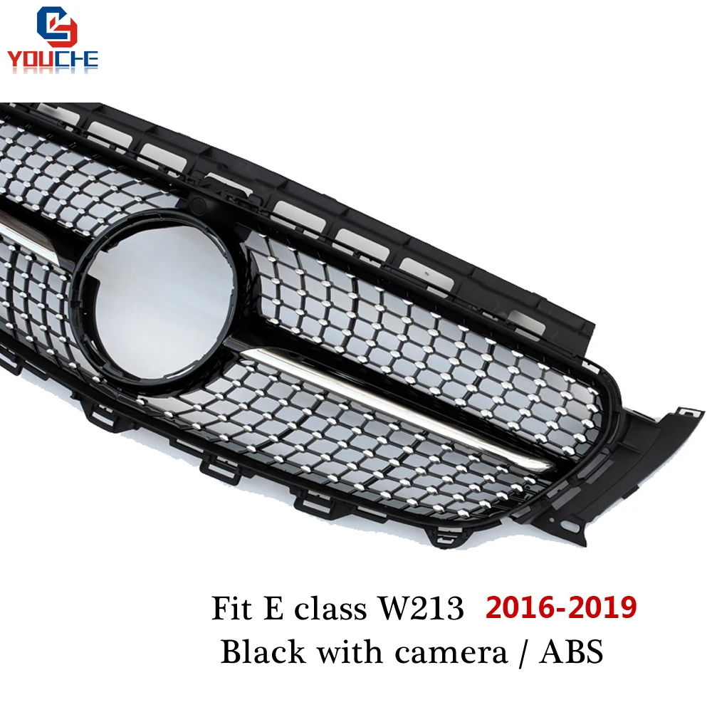 W213 W238 Diamonds Grille Front Bumper Grill Mesh For Mercedes W213 E Class 2016-2019 E350 E300 E400 4-door Saloon