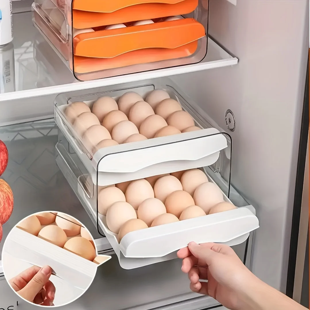 

Egg Storage Box Household Refrigerator Drawer Type Kitchen Double Layer Egg Storage Box Large Capacity Egg Holder With Handle