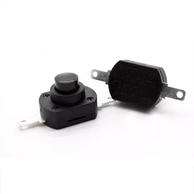 YT-1813-MK straight table lamp flashlight switch Flat pin 2 pin one on one off button self-locking connector