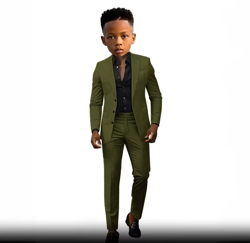 

Boy Suits 2 Piece Blazer Pants For Kids Two Suit Winter Business Casual Fit Jacket Trousers Single Breasted Wedding