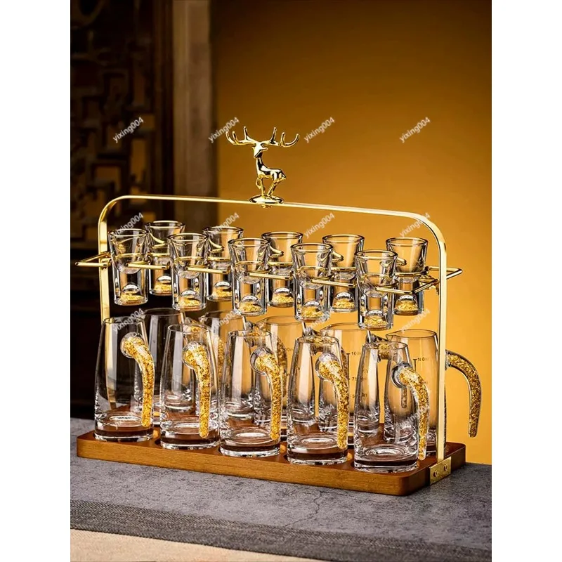 Crystal Glass Wine Serving Set Spirit Tasting Cups Wine Decanter For Household Dining Drink Serving