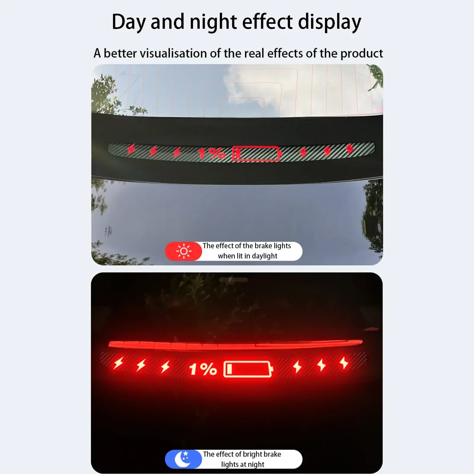 Glow-in-the-dark Stickers Halloween Accepts Custom Stickers Tesla Model 3 Y High Brake Acrylic Projection Panel Top Taillight