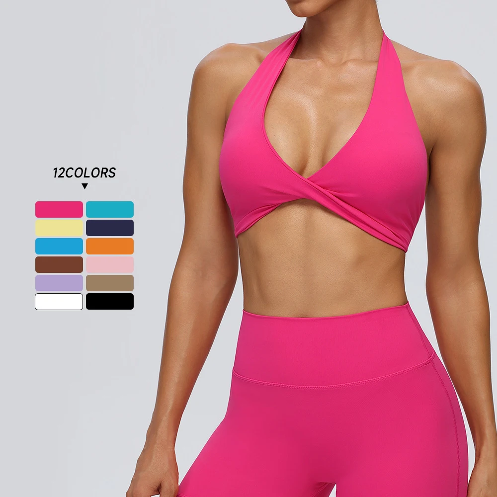 Women's seamless one-piece detachable cup bra casual yoga beautiful back running fitness comfortable gathering plus size sports