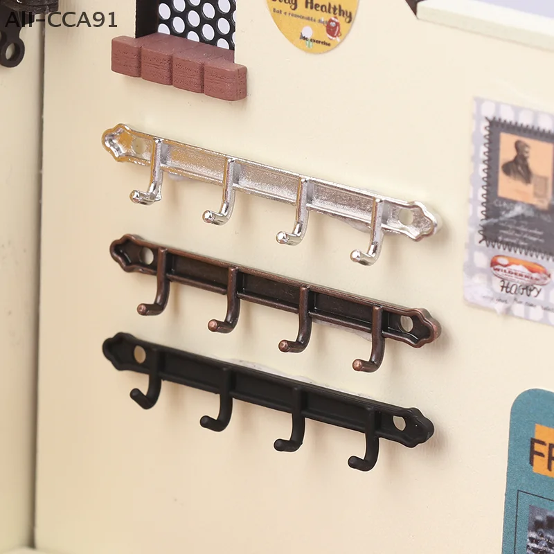 HMA76-1/12 Dollhouse Metal Clothes Racks Wall Hook Dollhouse Miniature Furniture Dolls House Accessories Pretend Play Toys