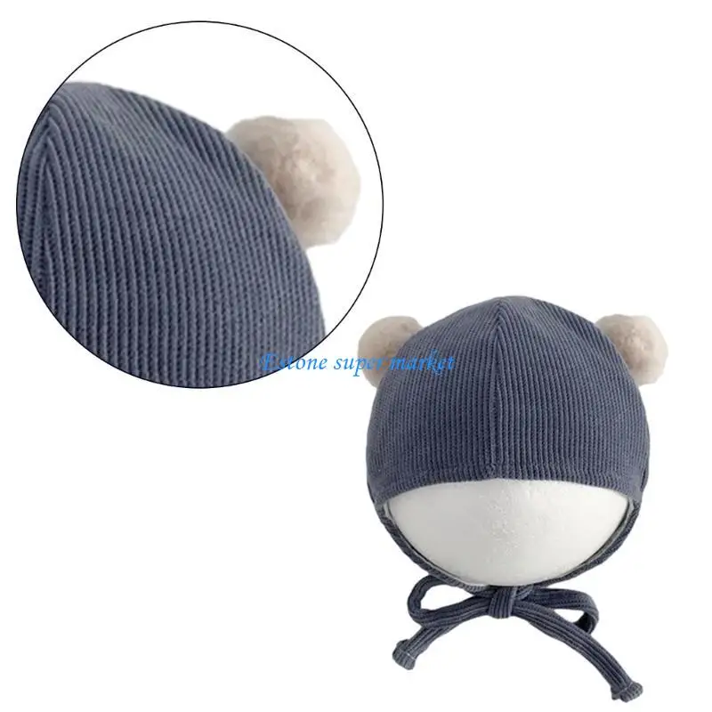 

090B Spring Autumn Infant Beanie Cap Outdoor Windproof Solid Corduroy Hat