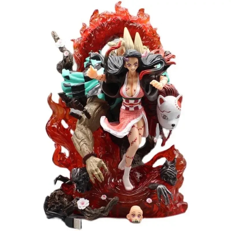 

Kamado Nezuko Gk Color Box Figure Double Headed Carving Can Be Illuminated Model Toy Collection Decoration Gifts