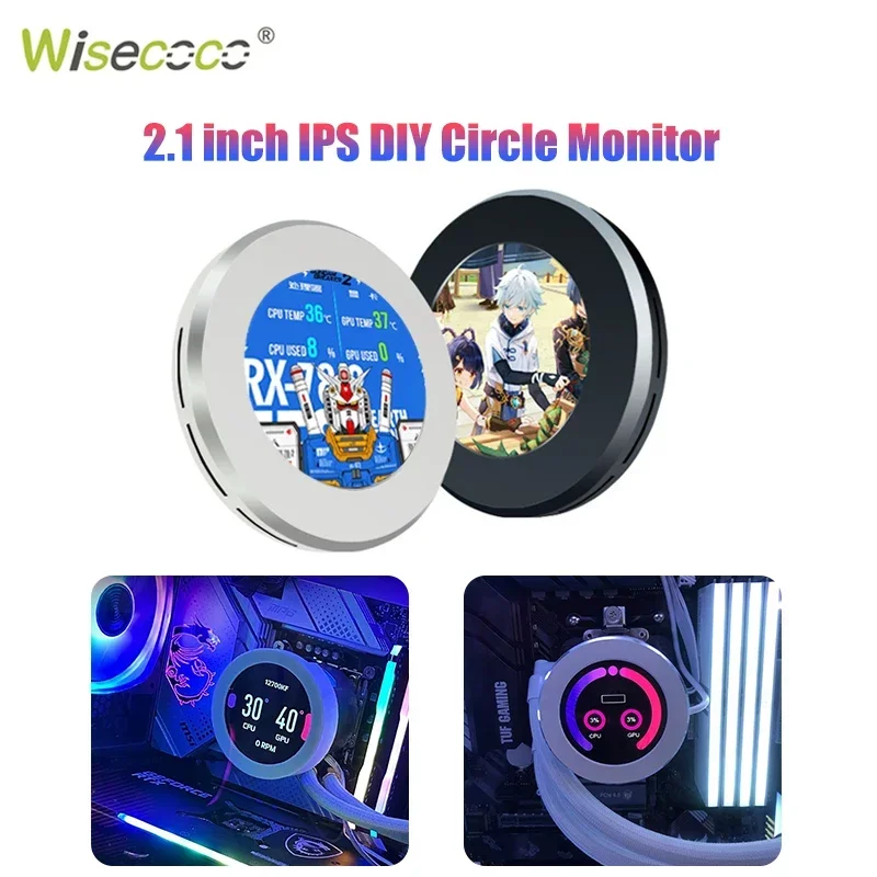 

Wisecoco 2.1 inch DIY Circle Display CPU GPU RAM SSD Operating 120/240/360 AIDA64 Computer Case Water Cooling Monitor Device