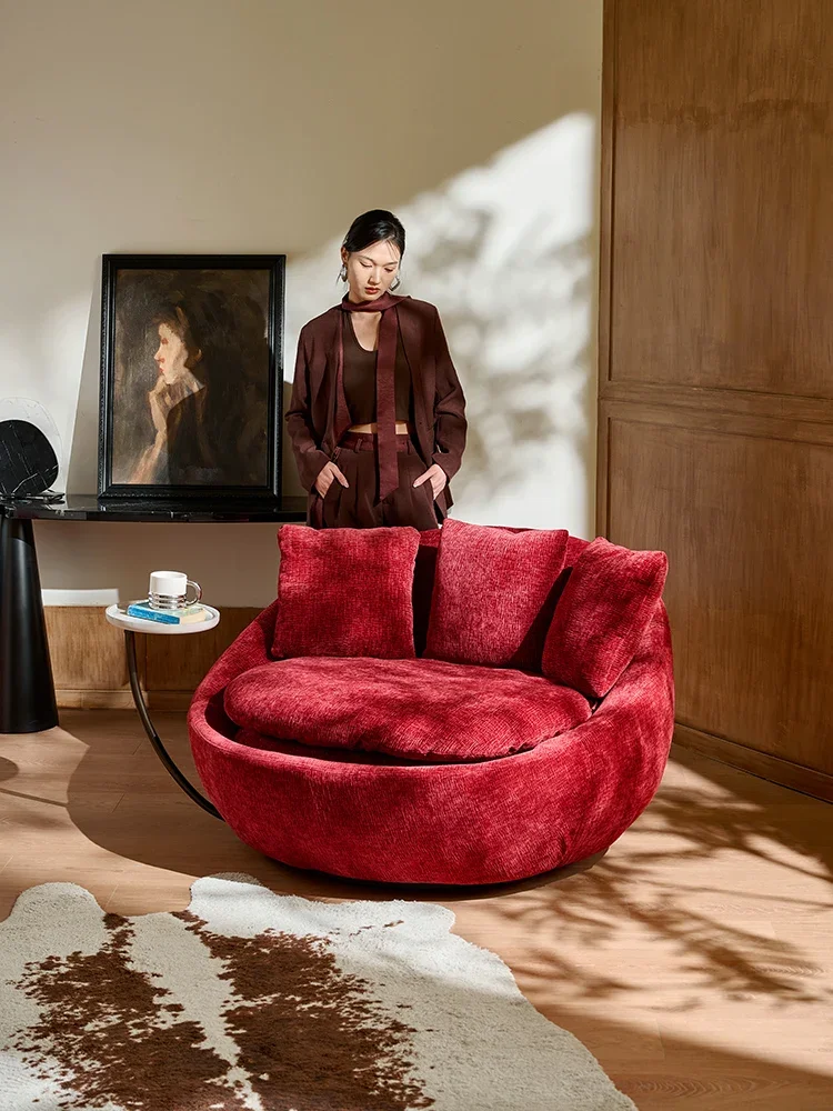 Italian single sofa chair with coffee table designer living room leisure lazy sofa round rotatable