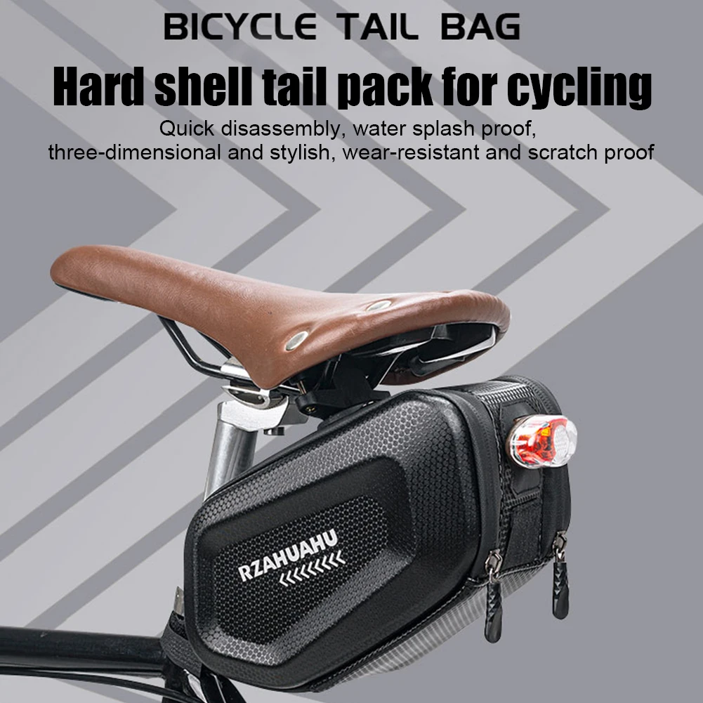 RZAHUAHU Bike Seat Tail Pouch Bag Night Reflection Hard Shell Cycling Accessories 2.5L Large Capacity Bike Seat Tail Rear Pouch