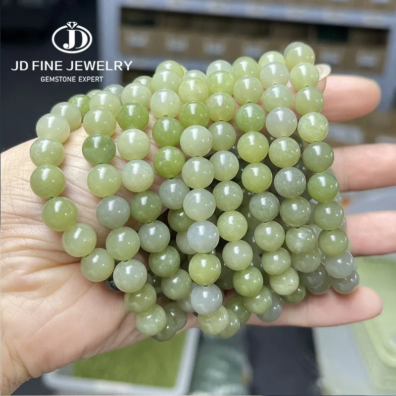 JD Natural Gray Jade Sapphire Jasper Bead Bracelets Women Fashion Handmade Simple Circle Energy Strand Bangles Wristaband Gift