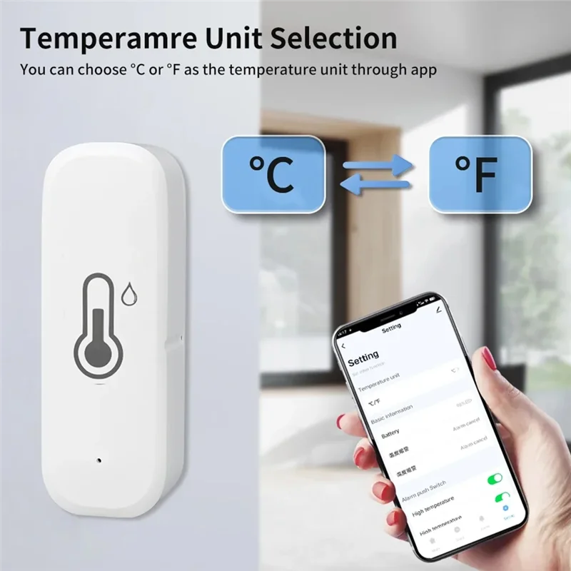 A73E-Wifi-Connected Temperature Humidity Sensor, Indoor Thermometer Hygrometer Monitor Work For Smart Life Home