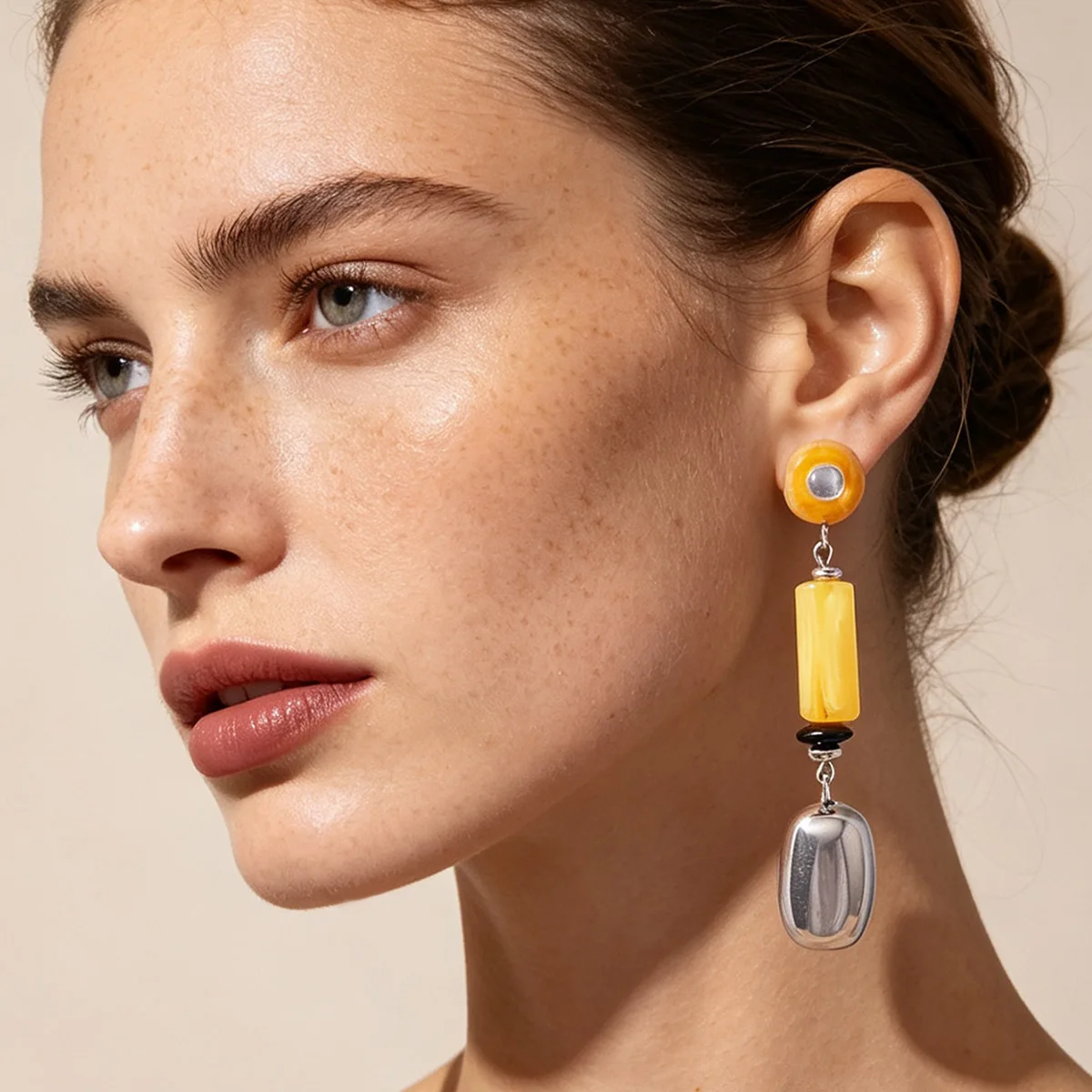 Vintage Harz-Ohrringe mit langen Anhängern für Damen, Perlenbesetzte Tropfenohrringe, Bohemian-Statement-Schmuck, Geschenke für Feiertage und Partys – Detail 2