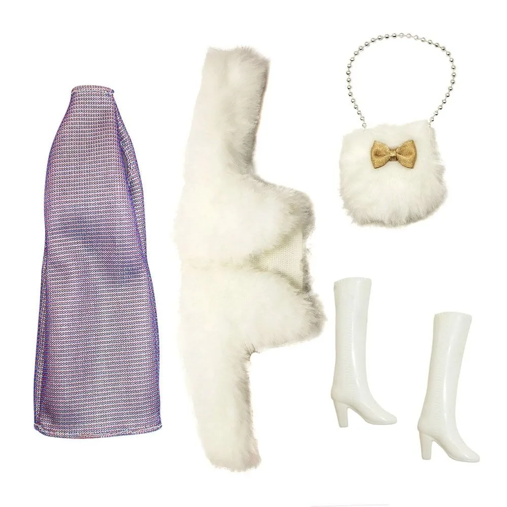 11.5 "bambola vestiti eleganti per feste stivali giacca di pelliccia abiti cappotto di peluche per bambola da 30cm Casual indossa borse da principessa per bambole BJD 1/6