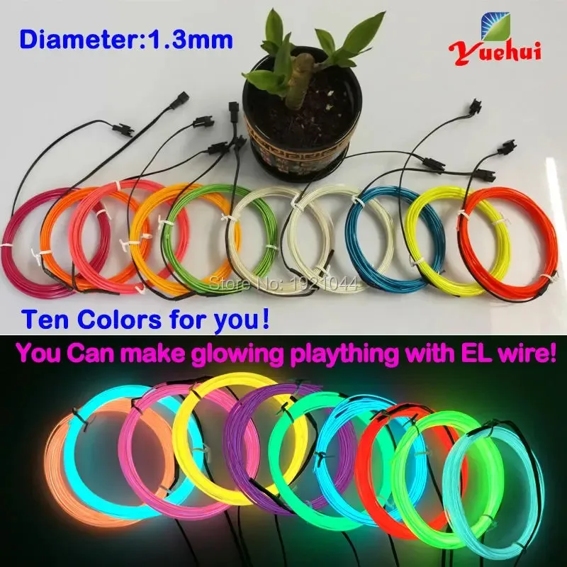 1-25Meter El Koud Licht 10 Kleur Optioneel Lichtgevend Neonlicht 1.3Mm El Draadverlichting Voor Bar Gloeiend Feest Vakantie Doe-Het-Zelf Decoratie