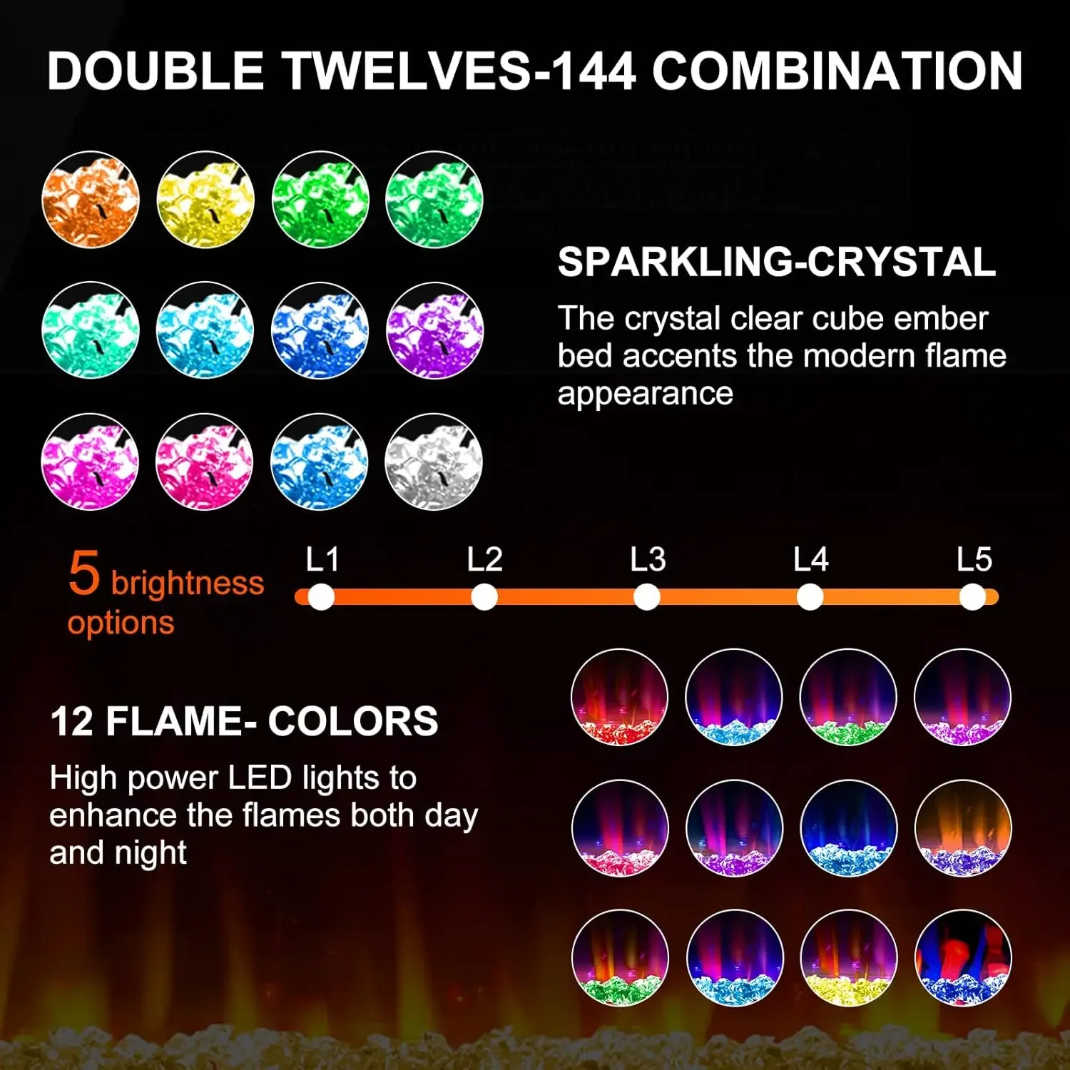 مدفأة كهربائية مثبتة على الحائط مقاس 72 بوصة مع جهاز تحكم عن بعد وشاشة Toucn