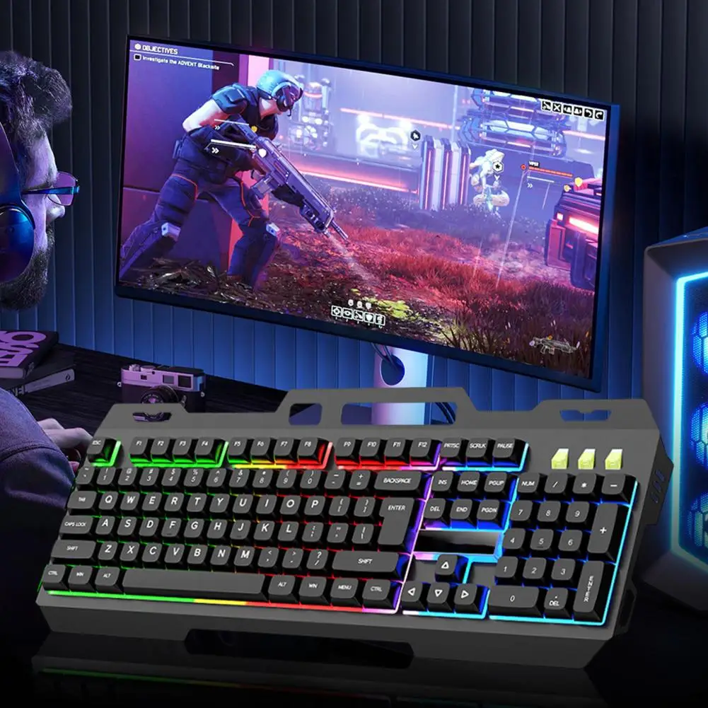 Wired Gaming Keyboard with Mouse Set Ergonomic Symmetrical Design Precise Control Backlit Mechanical Keyboard
