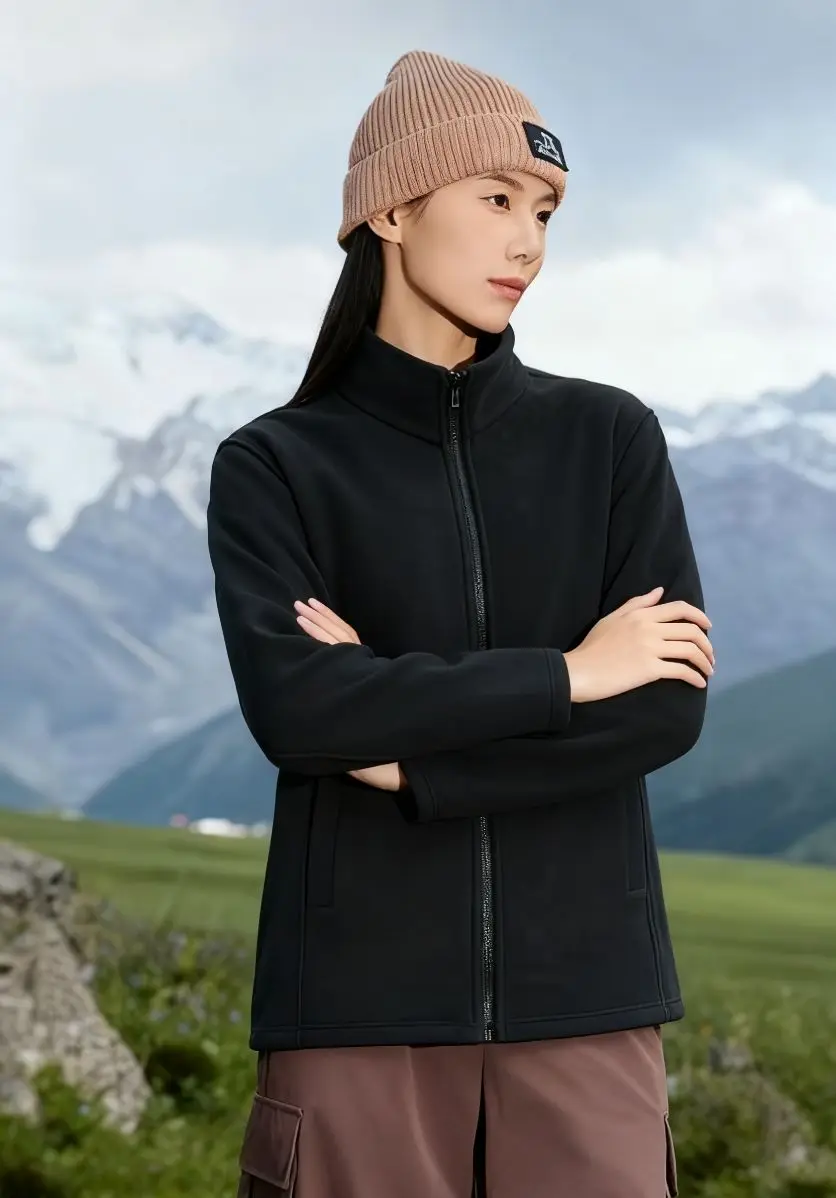 플리스 스웨트셔츠 모자 없는 여성용 후드 집업 포켓 여성 봄 테리 클린핏 O넥 핫스위트 레터링 파스텔 레이스업 스탠드업