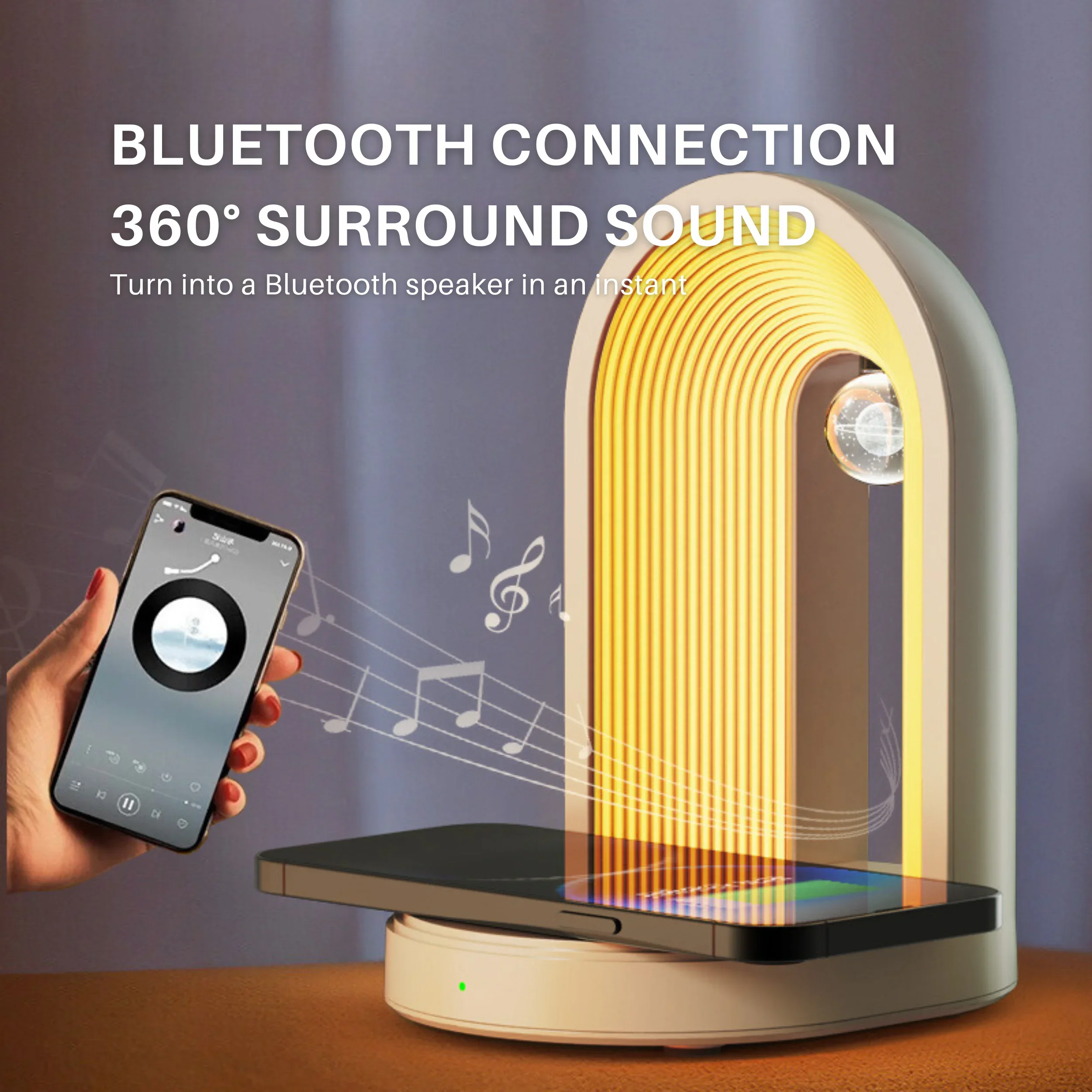 U3 Lamp Bedside Table 15W Fast Wireless Charging Surround Sound Bluetooth Speaker Cold and Warm Light Adjustable Night Light