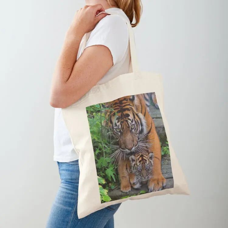 

Tiger Mother and Cub Tote Bag Canvas shoulder bag Custom bag bags woman 2025 shopper women canvas