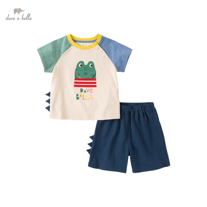 Dave Bella Children's Suit Summer New Boys Five Pants Baby Cartoon T-Shirt Shorts Two-Piece Set DB2235597