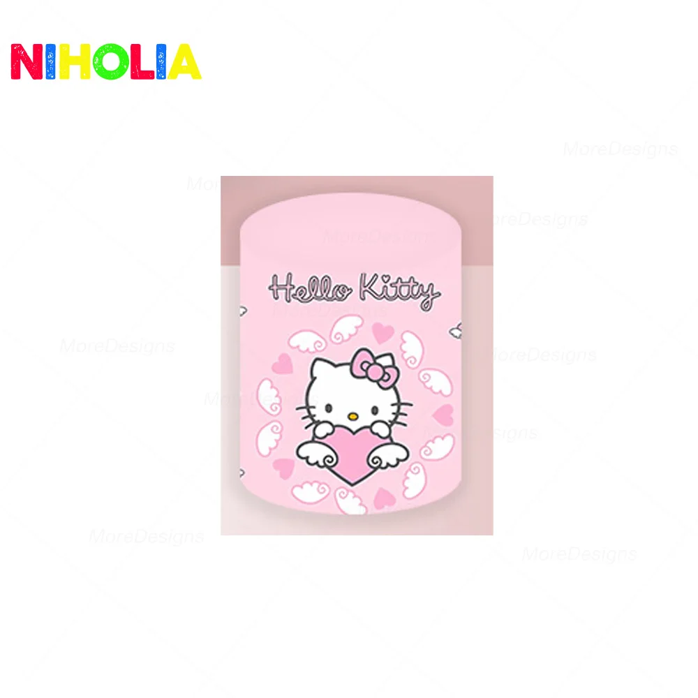 Круглый фон Hello Kitty для девочек на день рождения фотография Фон цилиндрическая крышка торт стол детский душ украшение