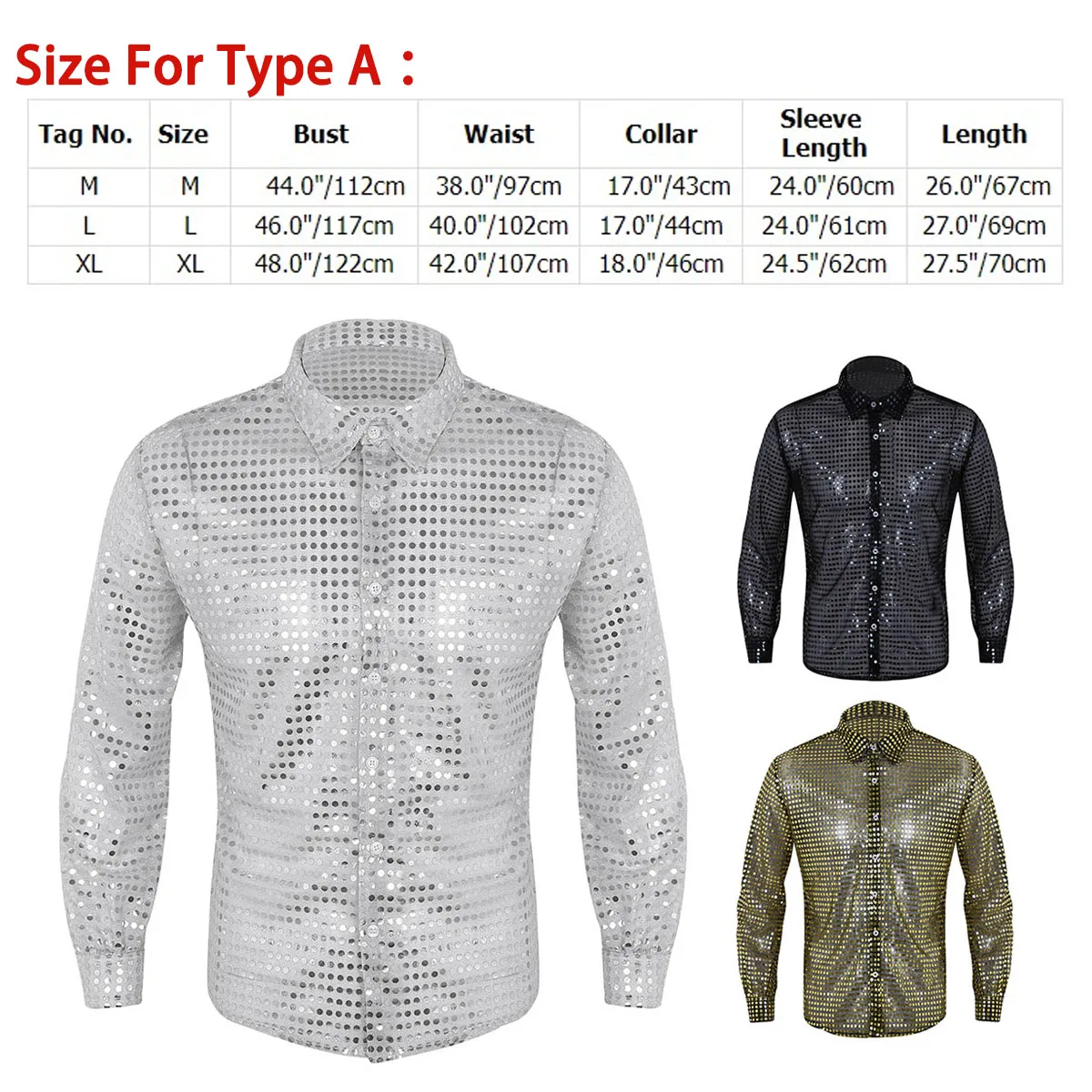 Mens Shiny Sequin Mesh See Through Long Sleeve Shirts Button Down Party Outfit Rave Clubwear Dance Performance Top Shirt