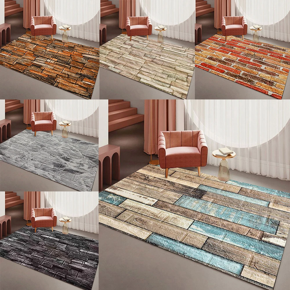 

1 Modern Style Carpet with Unique Irregular Retro Brick Surface Painting Design Anti Slip Rug Soft and Absorbent Flannel Mat