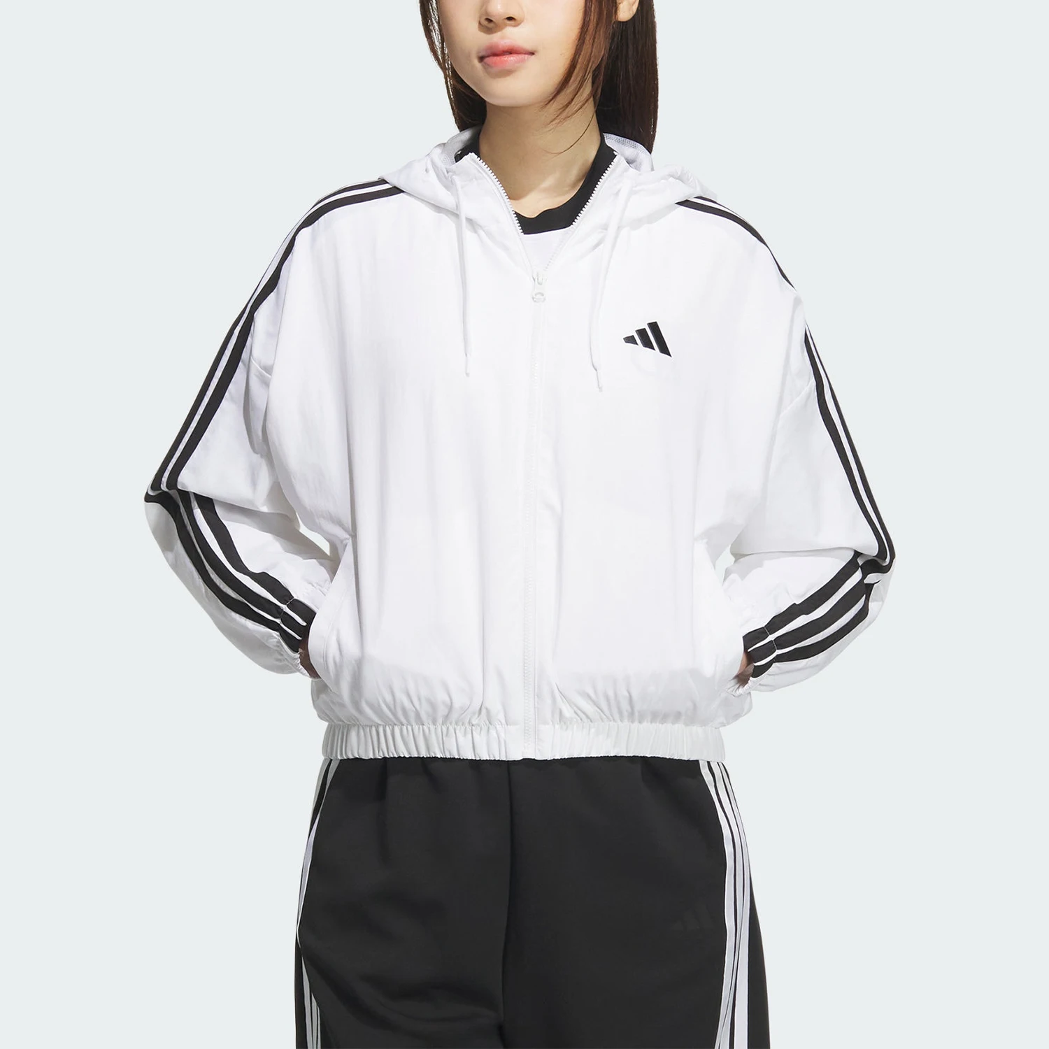

Adidas genuine genuine W 3S WV WB Women's Sporty Striped Short Jacket JZ2161