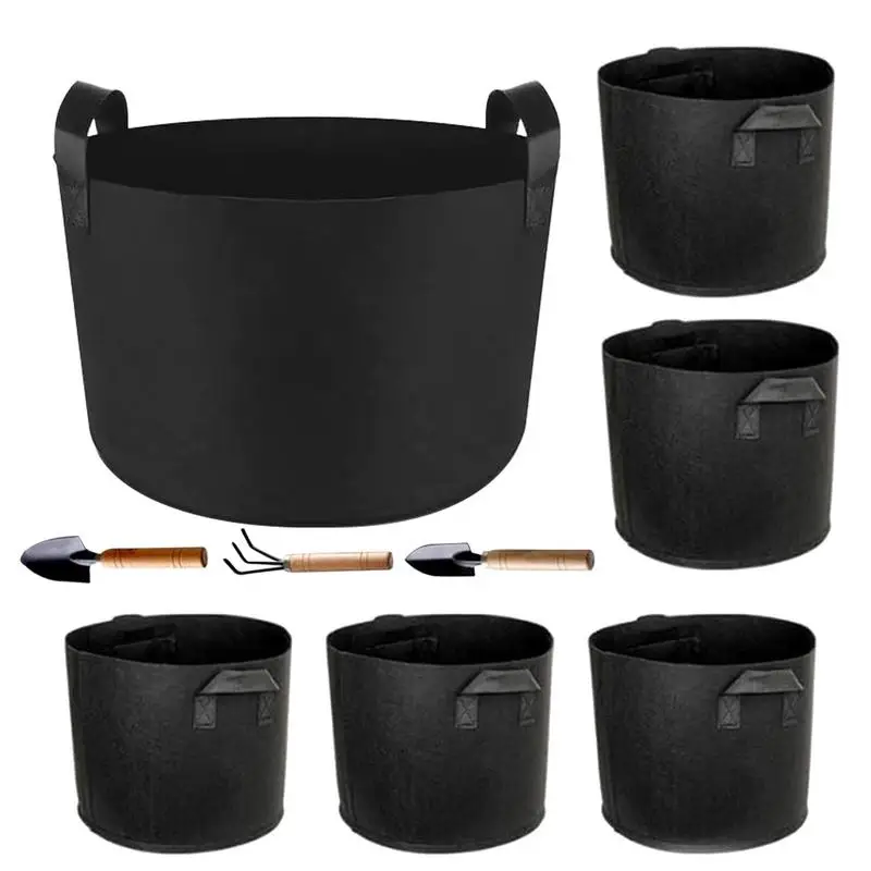 

Planting Bags 6PCS 5 Gallon Thickened Plant Fabric Pots With Handles Gardening Bags For Fruits Vegetables And Flowers Grow Pots