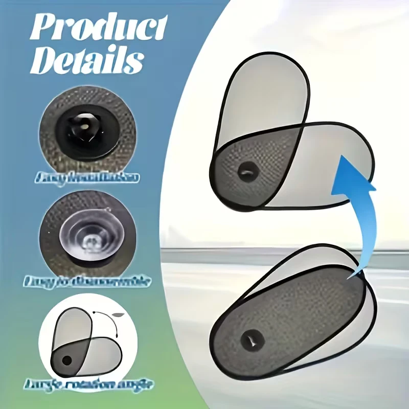 Adjustable Sunshade for Car Side Windows, Foldable, Sunscreen and Heat-Insulating, Does Not Obstruct the View, Side Window Sunsh