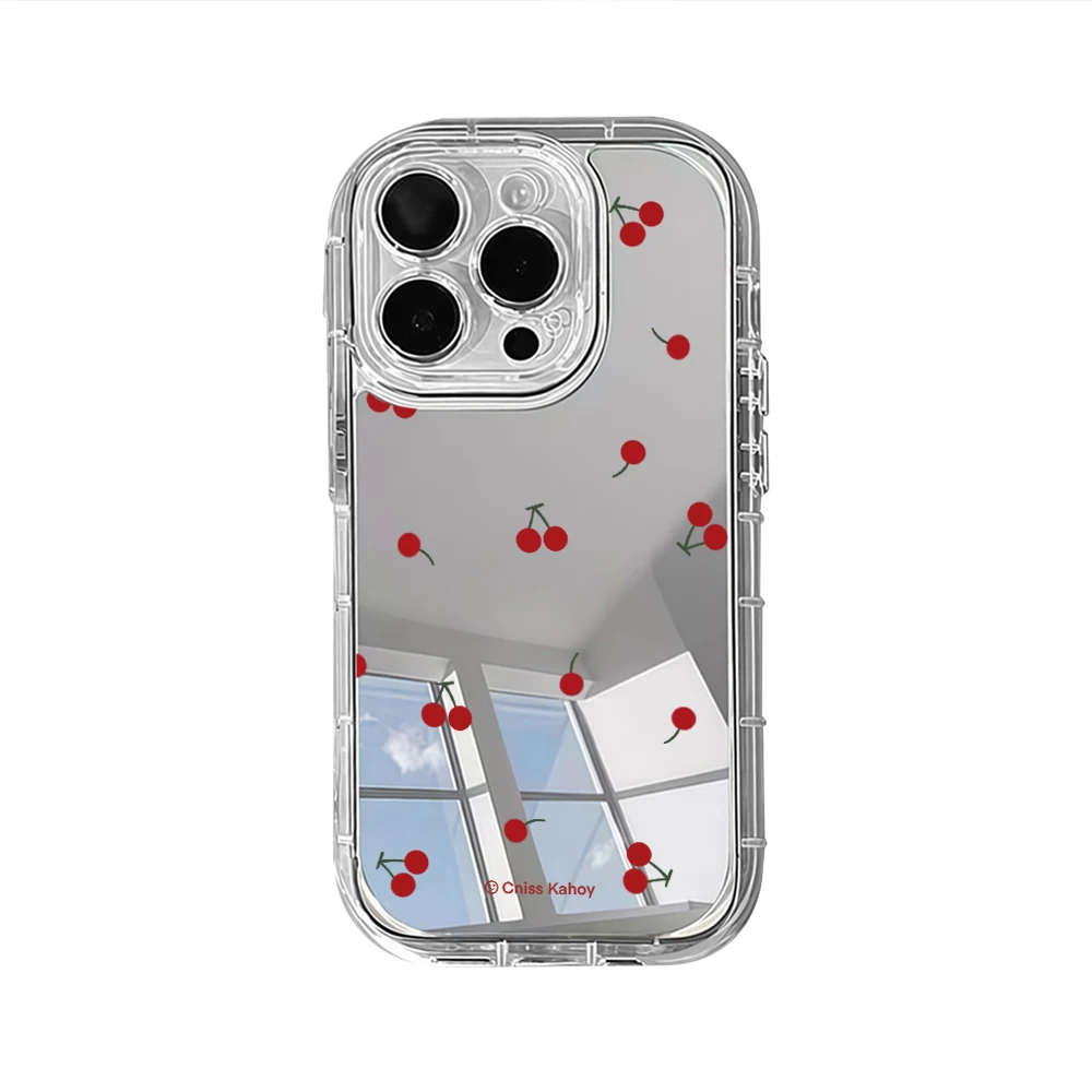 Niedliche Kirschspiegel-Handyhülle für iPhone 17 16 11 12 13 14 15 Pro Max 17Air 15 14 16 8 7 Plus X XR XS SE Klare Weiche TPU-Hülle – Detail 6