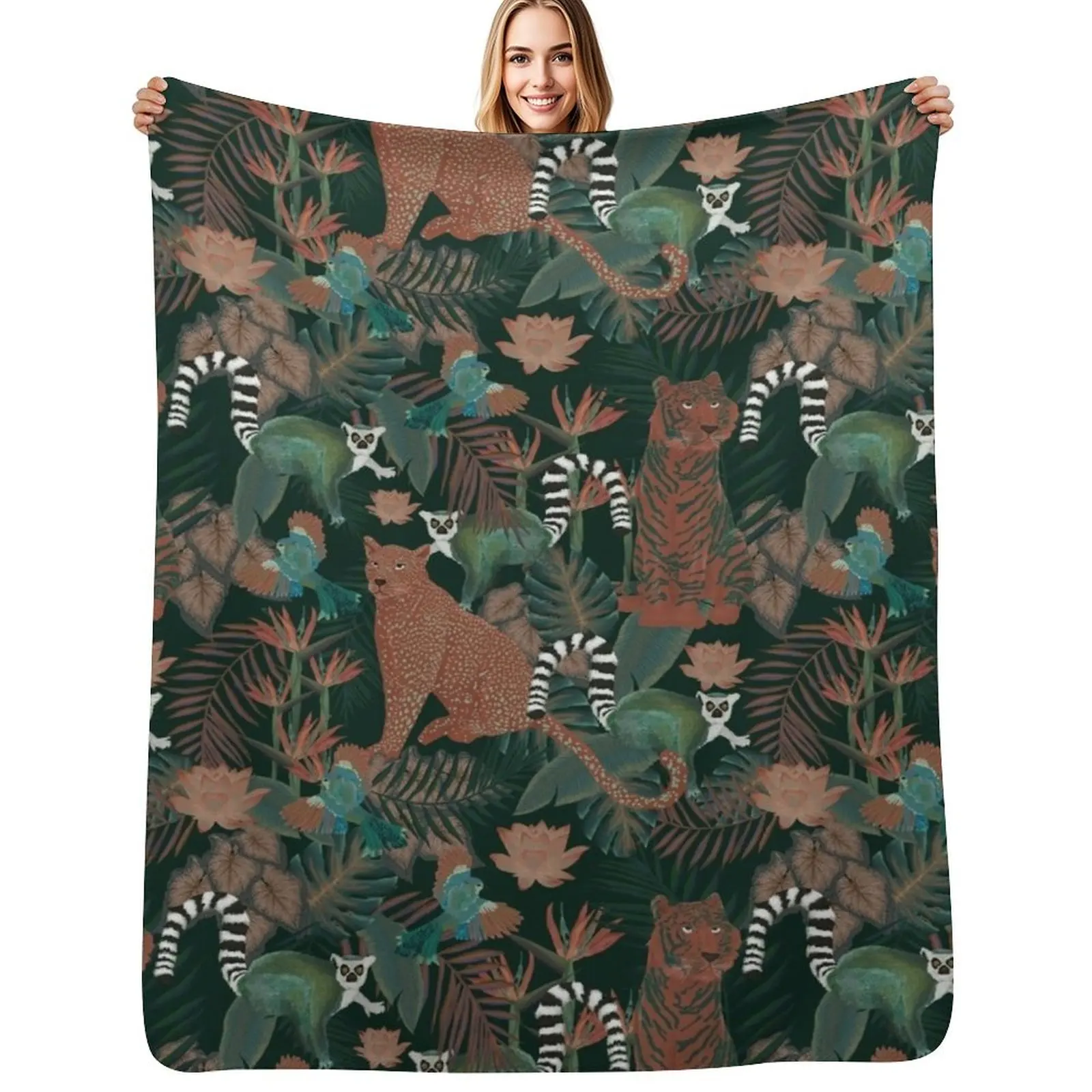 

Jungle Night Throw Blanket Stylish Warm Blanket for Living Room Bedroom