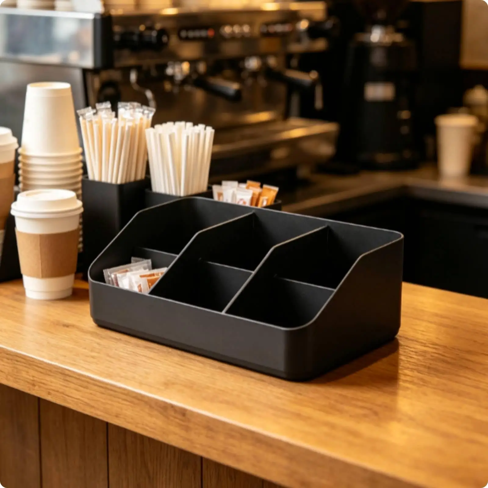 Multi Level Retractable Beverage Rack Kitchen Storage Organizer ABS Holder for Coffee Pods Sugar Packets Stir Sticks Tabletop