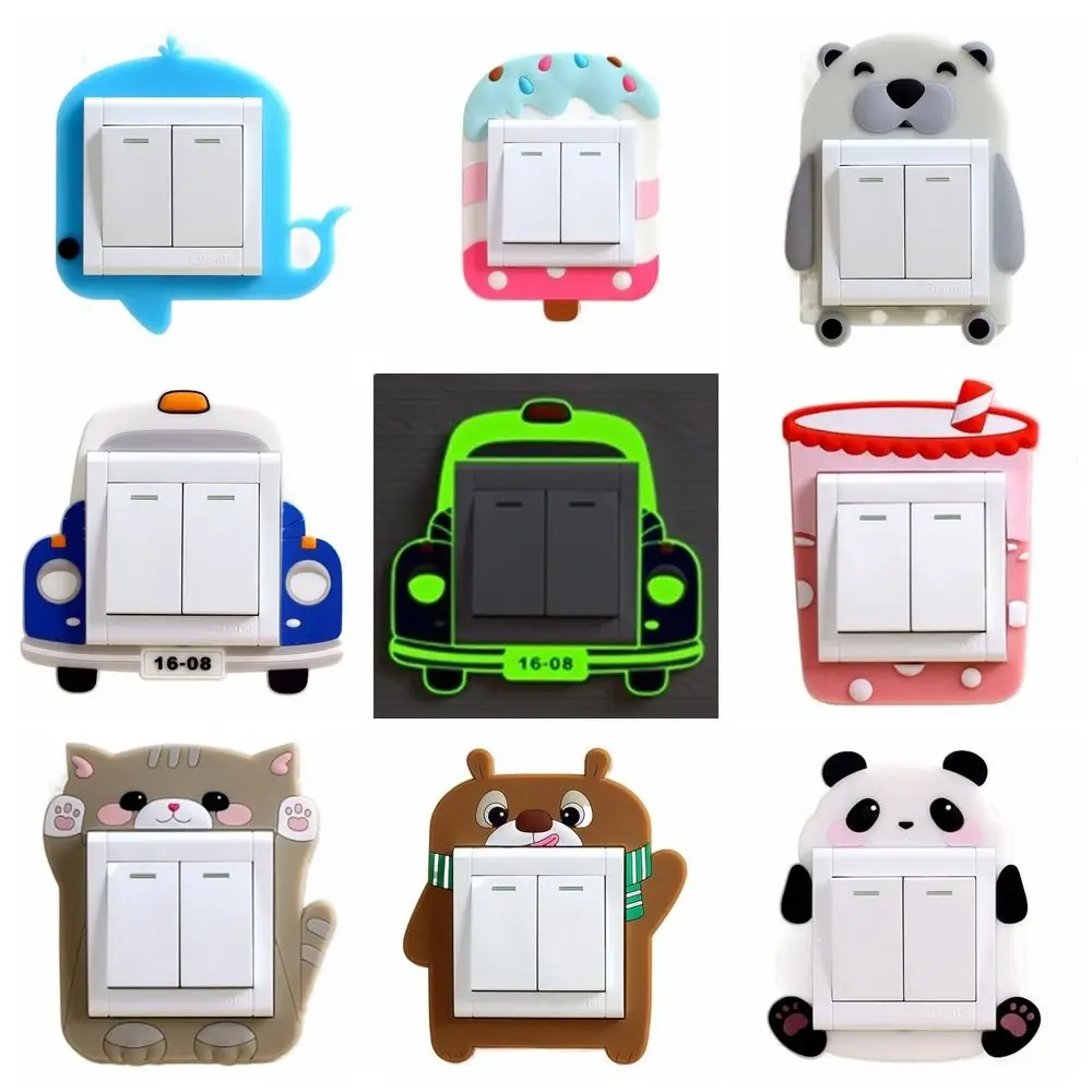 Minimalis Dust Protective Silicone Switch Sticker Fruit Transportation Luminous Switch Cover Silicone Animal Switch Accessories