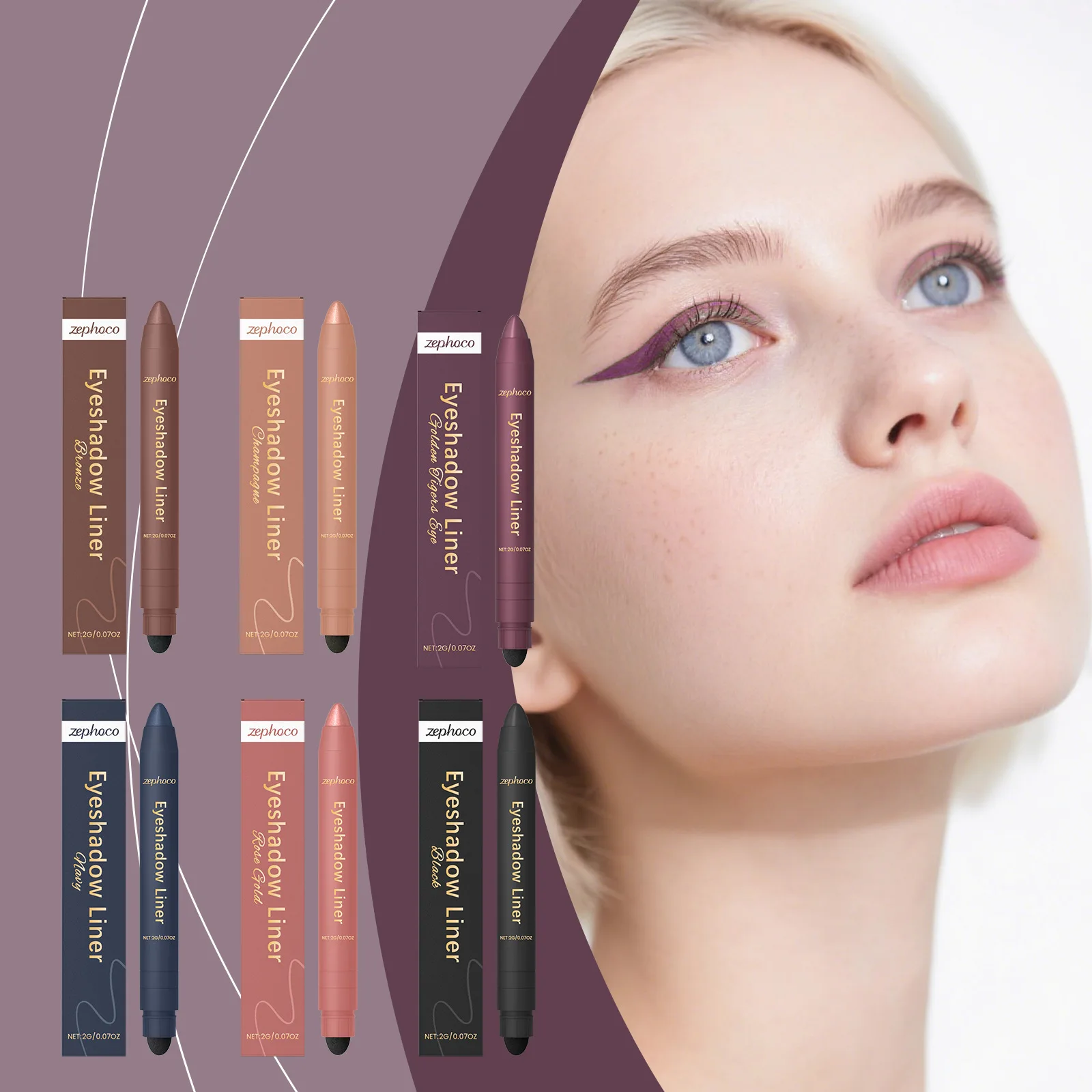 

ZEPHOCO 6 Colors Eyehadow Liner Waterproof Sweat Proof Two-in-One Eyeliner Eye Shadow Long-Lasting Smooth Shiny Eye Makeup 2g