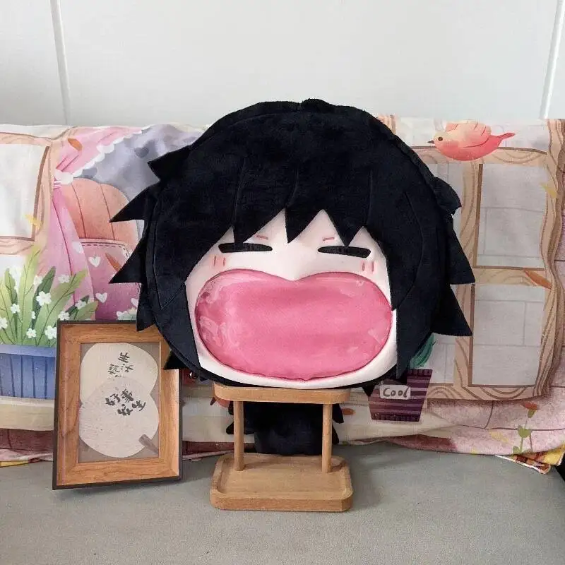 Wholesale  Tomioka Giyuu Kawaii Cosplay Lolita Girls Itbag Big Face Plush Stuffed Backpack Funny Bag Wallet Decor Fans Gift