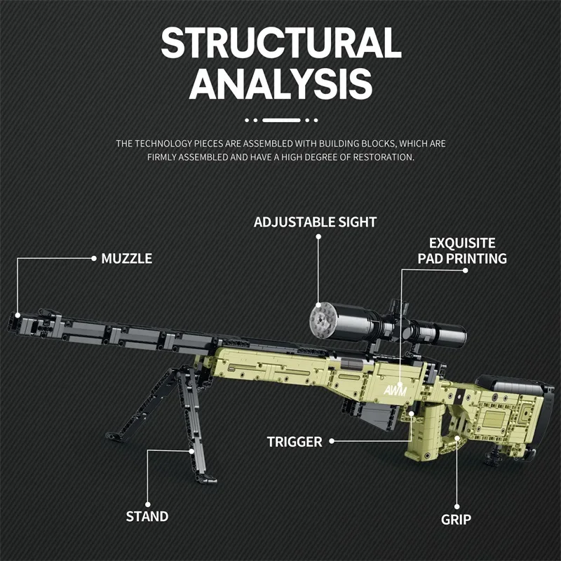 AWM Sniper Rifle Model Military Arms Series Creative Children Toys Building Blocks 98k Gun M24 Sniper Rifle Boy Festival Gift