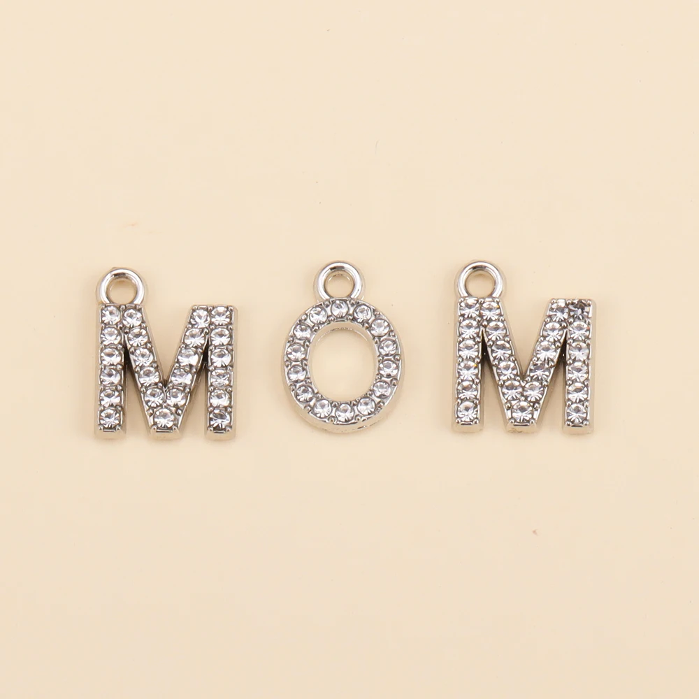 Shiny Silver Plated Zircon Letter Charms A-Z 26 Initials Necklace Pendants Your Name DIY Choker Bracelet For Jewelry Accessories