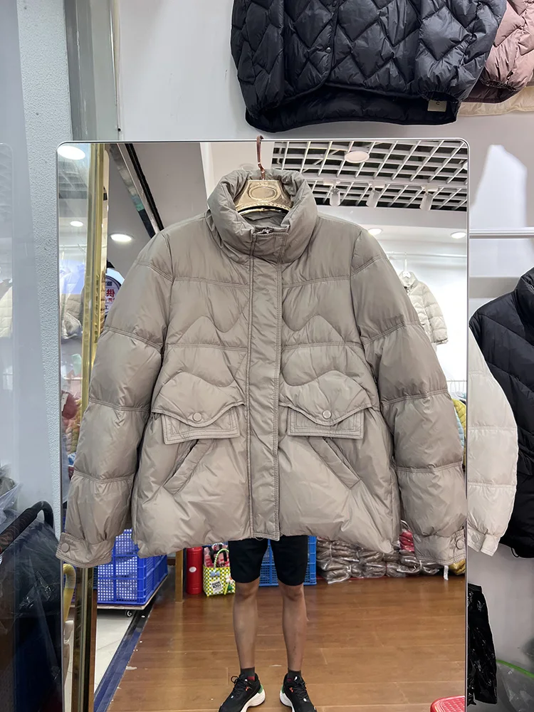 

Autumn Winter New Fashion Warm Casual Loose Down Jackets Women Retro Small Wave Stand Up Collar Commute Versatile Down Coats