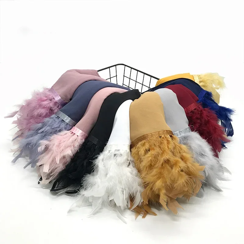 

Feather Chiffon Hijab Scarf Women Solid Color Tassel Shawls Large Size Headband Scarves Cappa Wraps Bandana Islamic Foulard