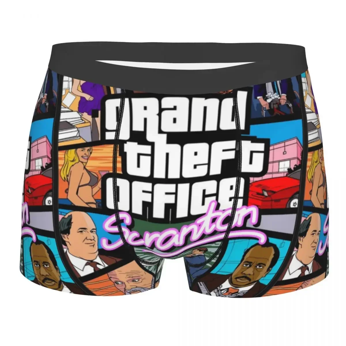 Men Grand Theft Office Scranton Boxer Briefs Shorts Panties Soft Underwear The Office Homme Humor S-XXL Underpants