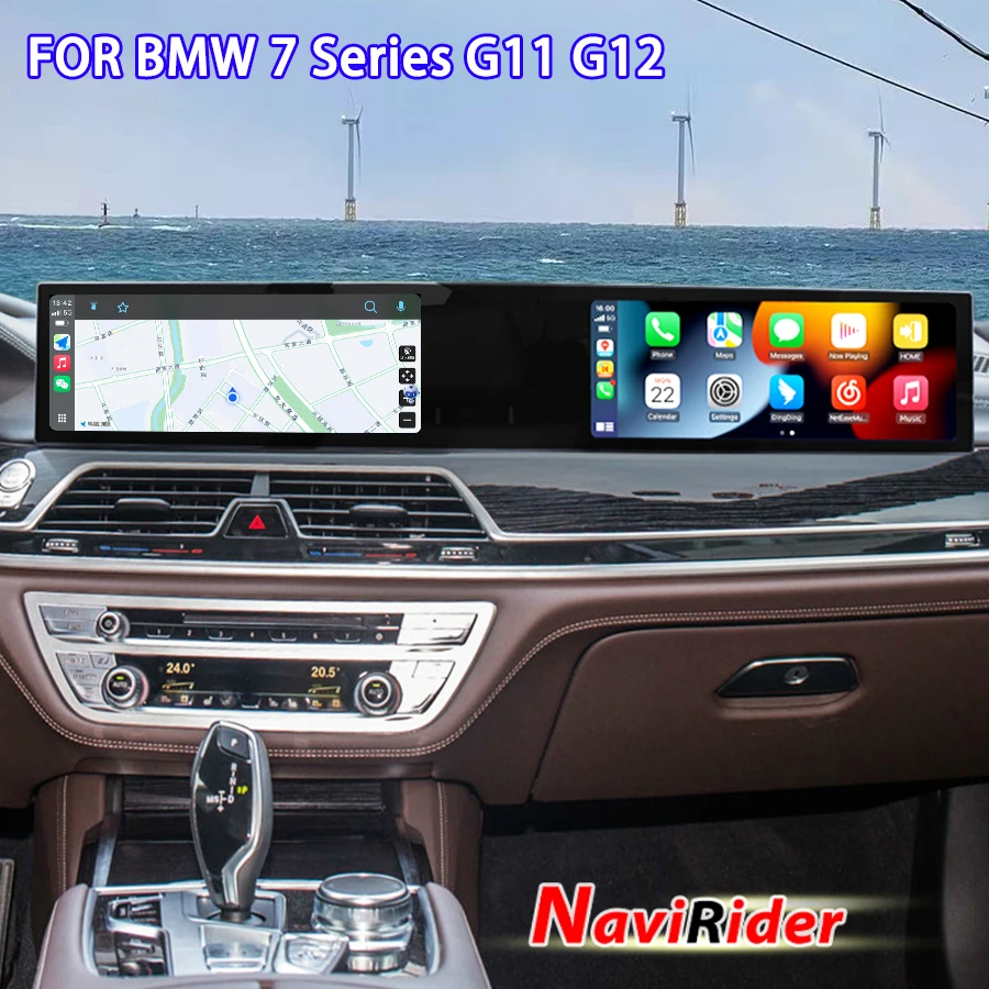 For BMW 7 Series G11 G12 2016 2017 2018 Dual Screen Carplay Android Auto Stereo Audio Multimedia Player GPS Navigation Head Unit
