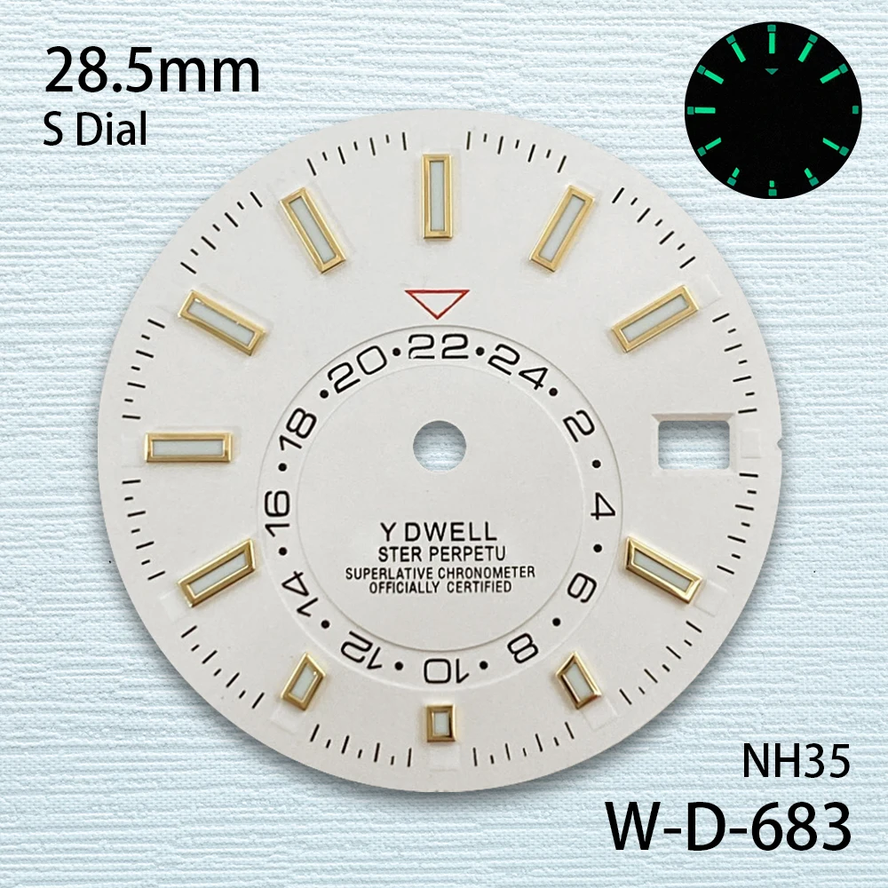 28.5mm S Logo Sunburst Dial Fit NH35/NH36 Japanese Movement Green Luminous High-Quality Watch Modification Accessories