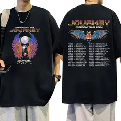 Journey Freedom 2024 Tour Concert Print T Shirts Man Women Hip Hop Retro Fashion T-Shirt Casual Oversized Cotton Tees Streetwear