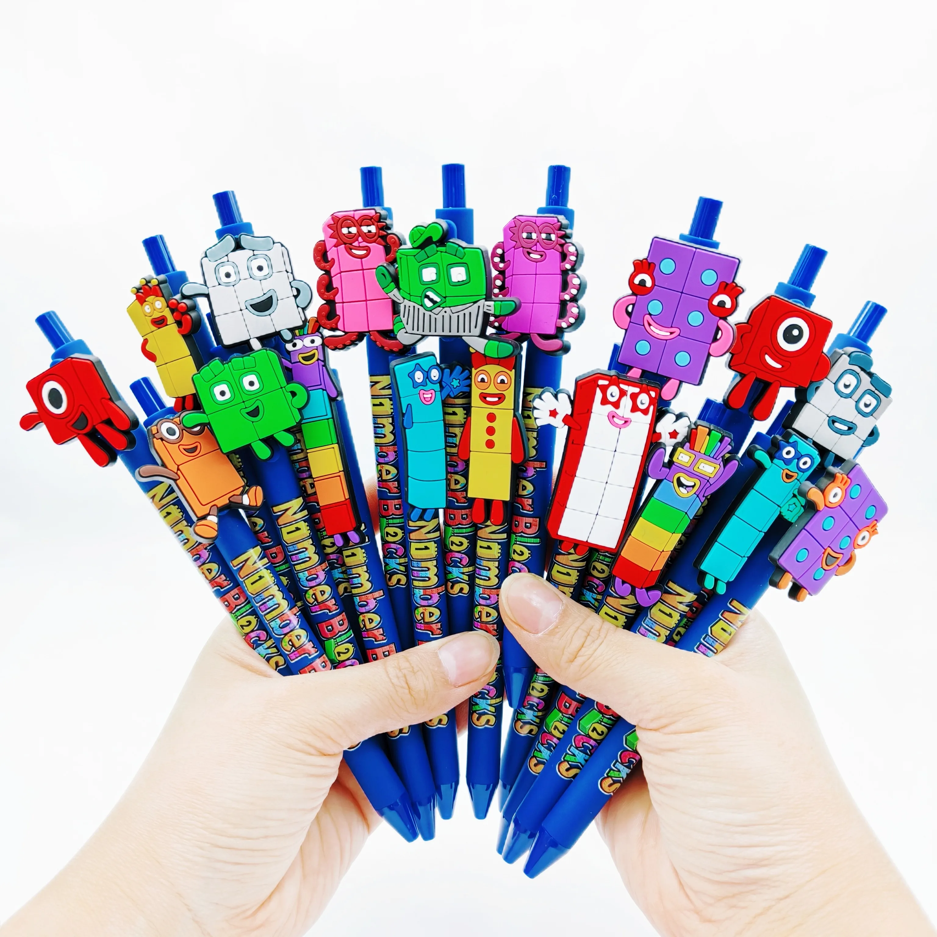 9pcs/18pcs building block shaped ballpoint pen, dark blue creative writing signature pen, daily office and study stationery