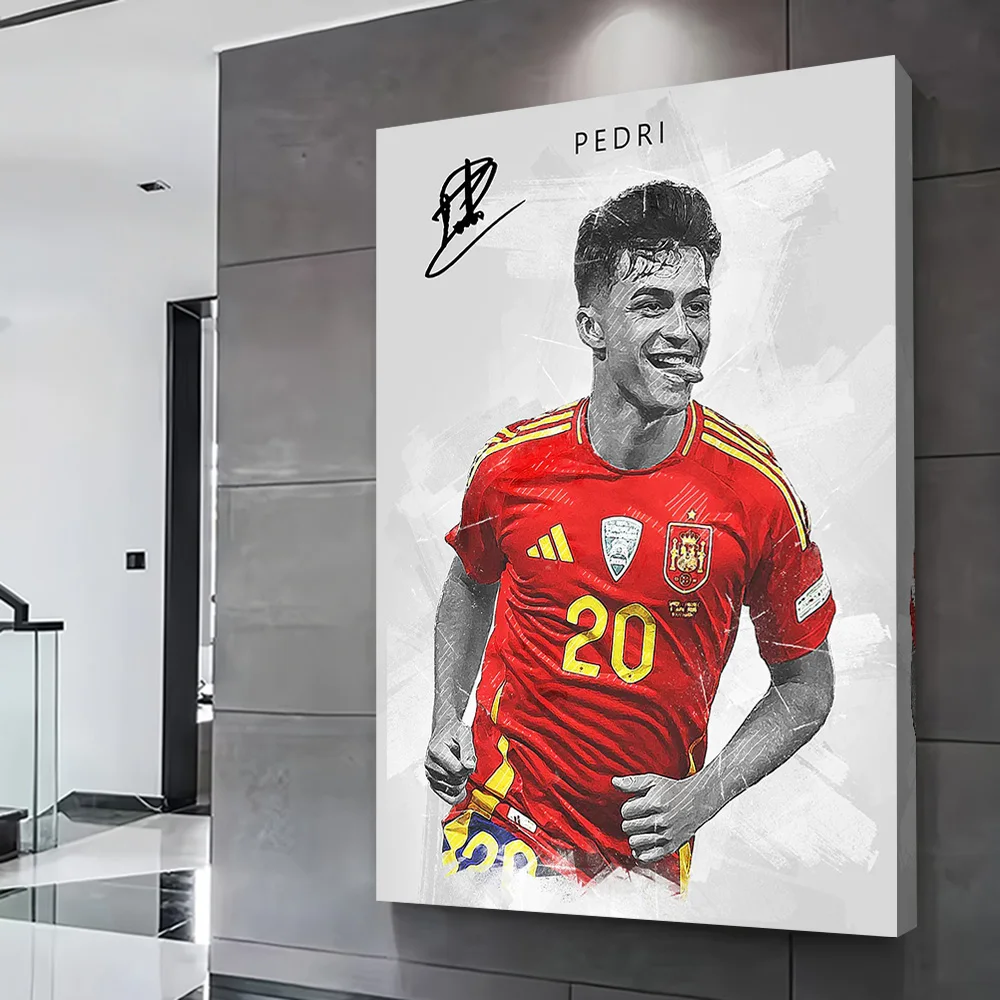 Pedri Spain Soccer Jersey Poster Customizable Printed Canvas Painting Wall Art Gift for Modern Living Room Pictures Home Decor