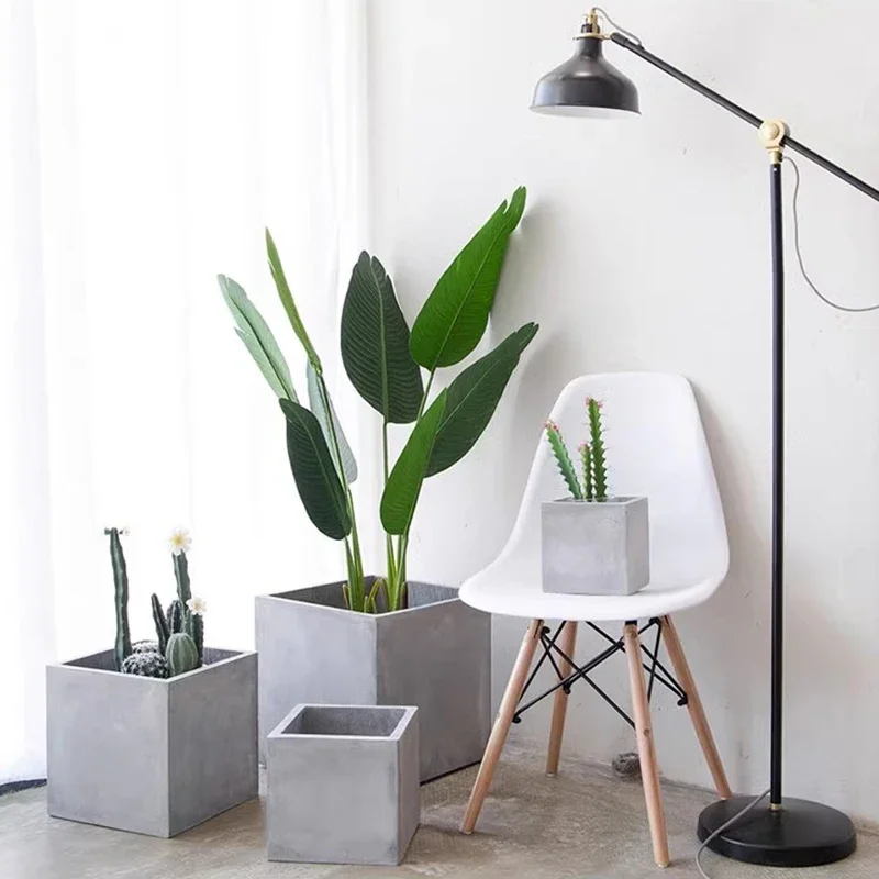 Macetas de cemento de estilo nórdico, Ikebana estética, macetas blancas modernas, macetero, diseño creativo, suministros de jardín, Fioriera FYFP