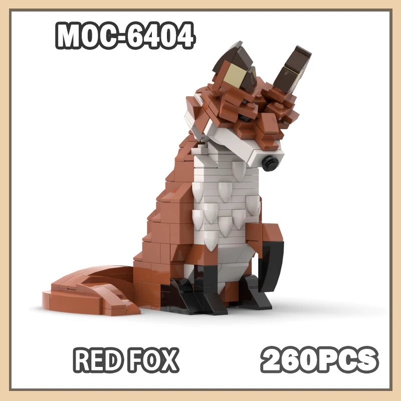 

MOC-6404 Animal Series Red Fox Building Block Модель Кирпич Эстетическая красота Украшение рабочего стола Рождество День Рождения Детская игрушка 260 шт.