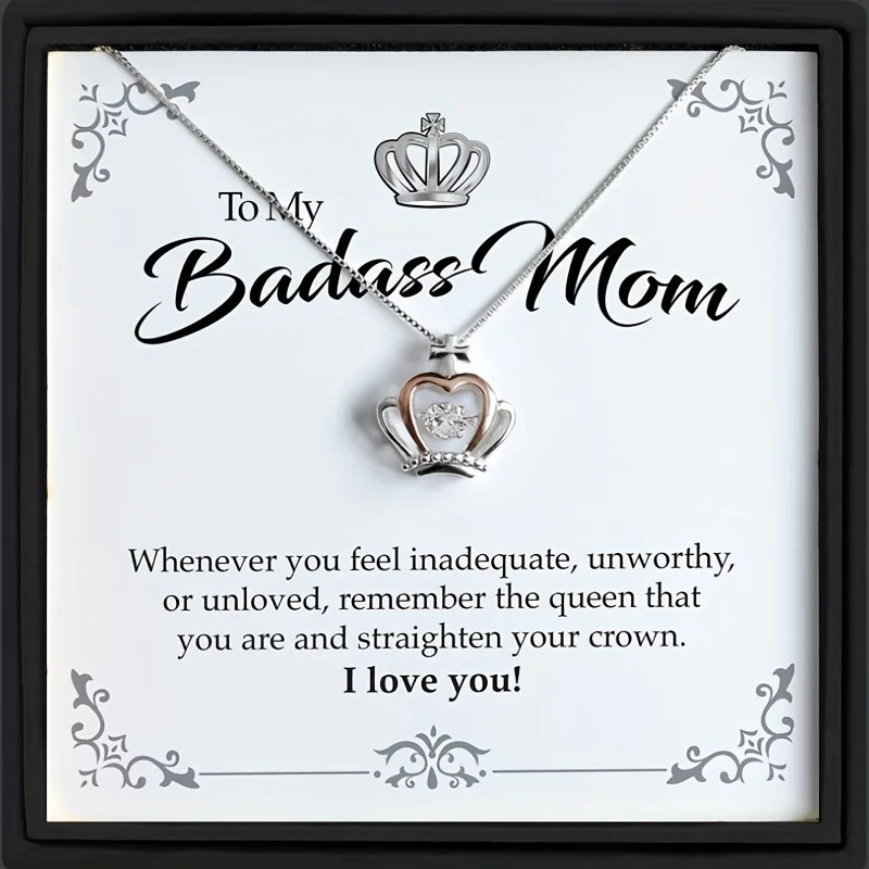 Elegant Crown Pendant Necklace - Perfect Holiday Gift for Mom with Gift Box and Card Included